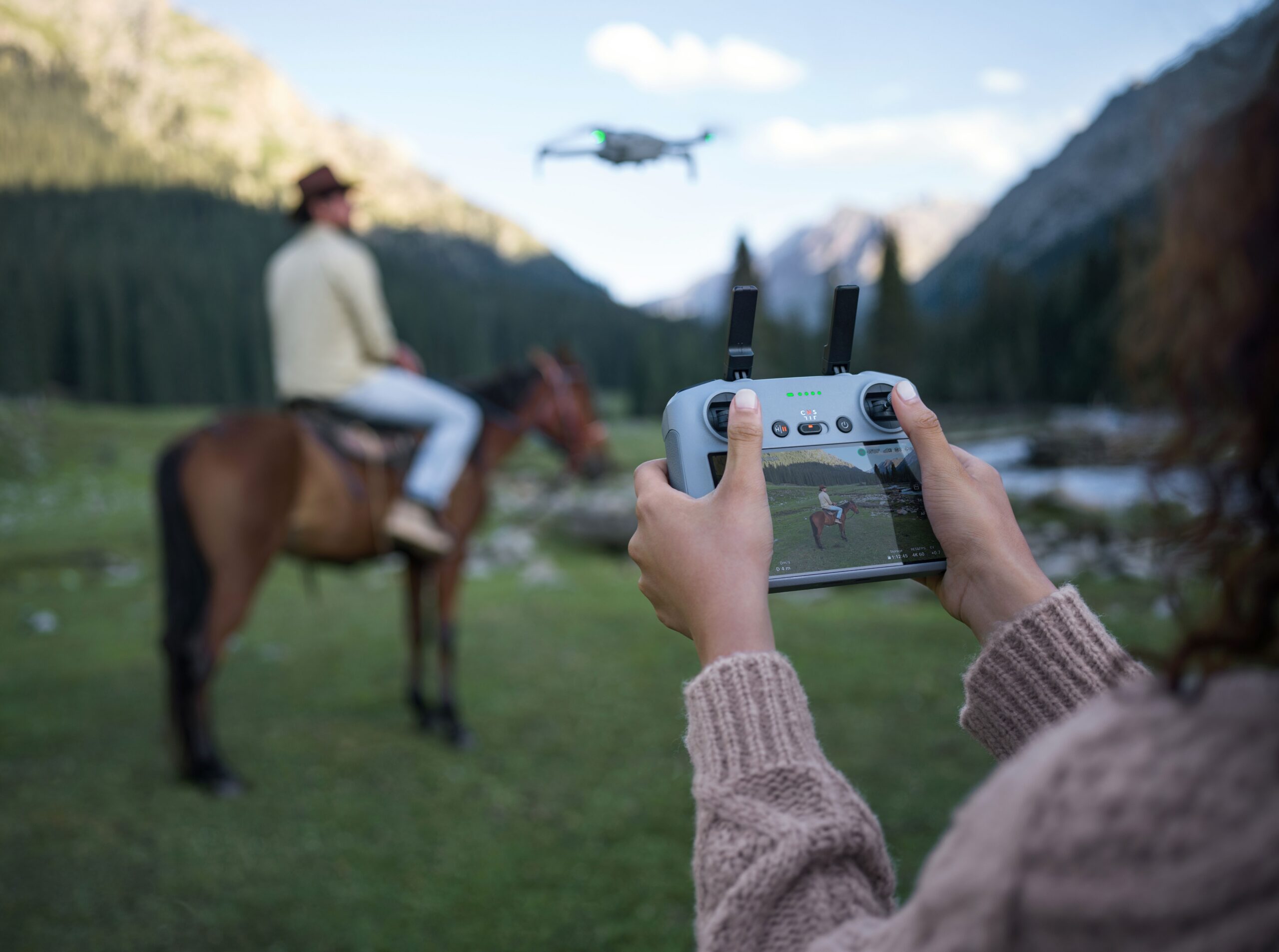 DJI RC 2 handheld remote controller shown with its display.